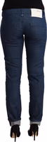 Blue Cotton Low Waist Skinny Denim Folded Hem Jeans 3