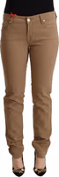 Brown Cotton Stretch Mid Waist Skinny Pants 1