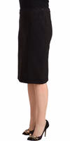 Black Straight Pencil Cut Knee Length Skirt 2