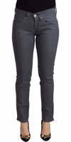 Gray Cotton Low Waist Skinny Denim Jeans 1