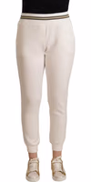 White Polyester Mid Waist Jogger Pants 1