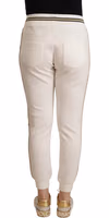 White Polyester Mid Waist Jogger Pants 3