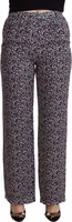 Black High Waist Printed Straight Pants 1