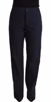 Black High Waist Tapered Cotton Pants 1