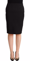 Black Pencil Knee Length Straight Skirt 1