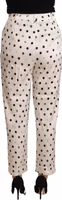 White Polka Dotted High Waist Tapered Pants 3