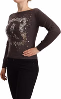 Brown Wool Sequined Long Sleeves Pullover Sweater 2