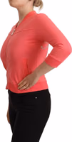 Pink 3/4 Sleeve Zip Embellished Sweater 3