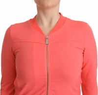 Pink 3/4 Sleeve Zip Embellished Sweater 4