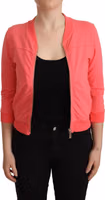 Pink 3/4 Sleeve Zip Embellished Sweater 5