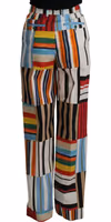 Multicolor Striped High Waist Cotton Pants 1