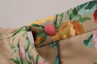 Beige Floral Dress Formal High Waist Pants 3