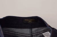 Blue Denim Stretch Crystal Hot Pants Shorts 4