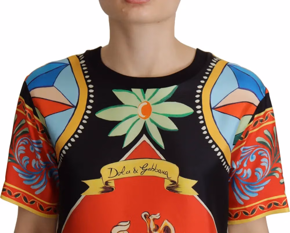 Multicolor Soldier Carretto Silk Top  T-shirt