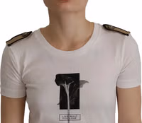 White Black Roses Crewneck Cotton  T-shirt 2