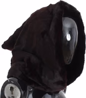 Purple Weasel Fur Crochet Hood Scarf Hat 3