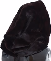 Purple Weasel Fur Crochet Hood Scarf Hat 4
