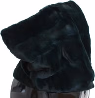 Green Weasel Fur Crochet Hood Scarf Hat 4