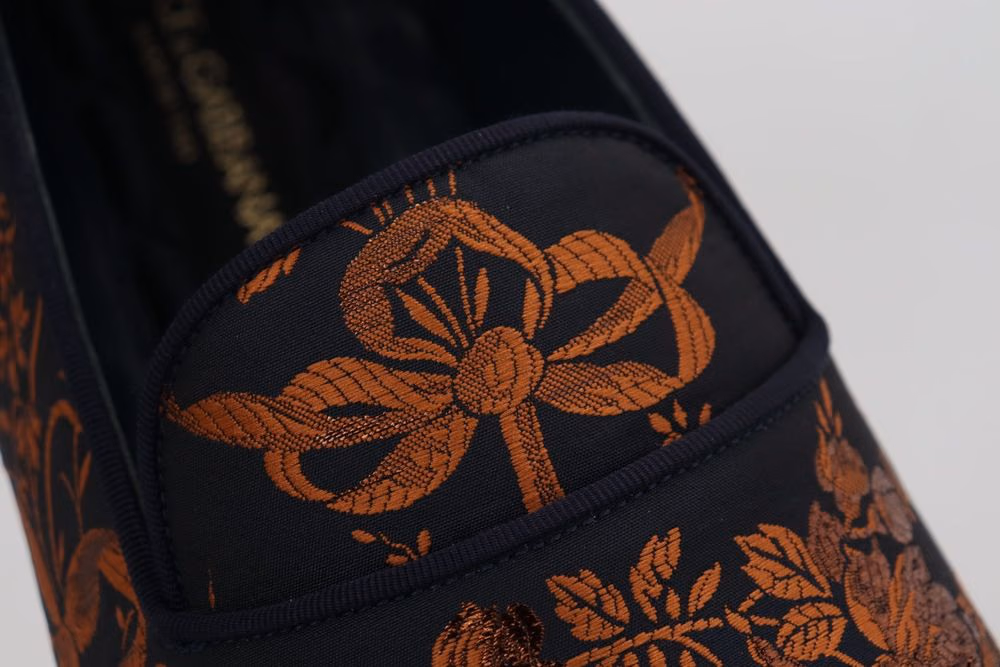 Blue Rust Floral Slippers Loafers Shoes