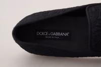 Black Floral Jacquard Slippers Loafers Shoes 1
