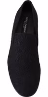 Black Floral Jacquard Slippers Loafers Shoes 2