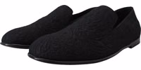Black Floral Jacquard Slippers Loafers Shoes 4