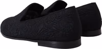 Black Floral Jacquard Slippers Loafers Shoes 5