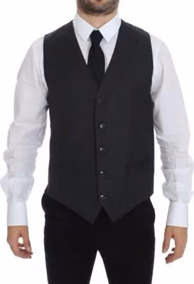 Gray Wool Formal Dress Vest Gilet Weste