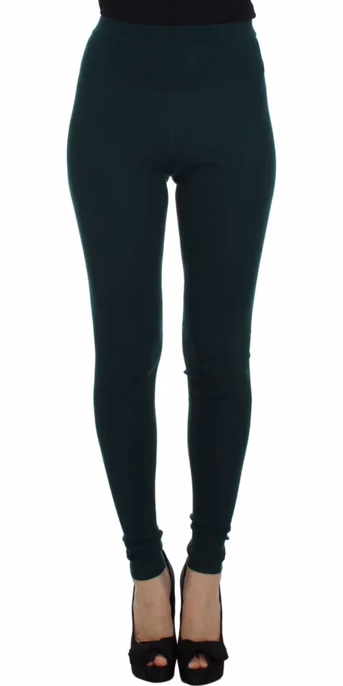 Green Cashmere Stretch Tights Pants