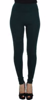 Green Cashmere Stretch Tights Pants 1