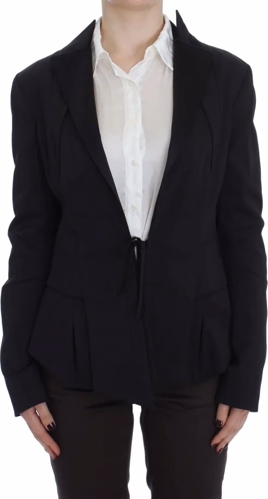 Black Stretch Single Breasted Blazer Jacket