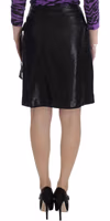 Black Wool Silk Above Knee Straight Skirt 3