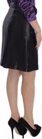 Black Wool Silk Above Knee Straight Skirt 4