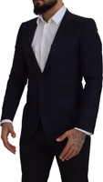 Blue Wool Single Breasted Coat Blazer 1