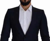 Blue Wool Single Breasted Coat Blazer 3