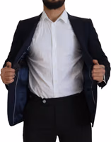 Blue Wool Single Breasted Coat Blazer 5
