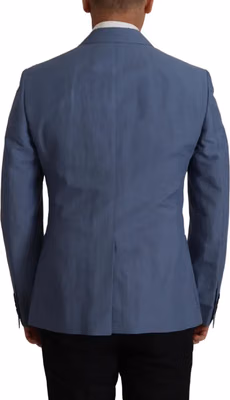 Blue Single Breasted Logo Blazer Jacket
