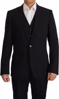 بليزر مارتيني أسود مع صديري من قطعتين 3