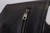 Black Leather Zipper Biker Coat Jacket 4
