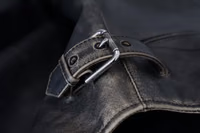 Black Leather Zipper Biker Coat Jacket 5