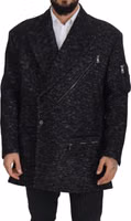 Black Wool Double Breasted Coat Men Jacket 5