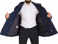 Blue Hooded Double Breasted Coat Jacket 5