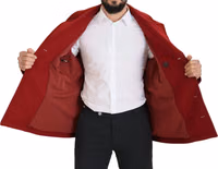 Red Wool Double Breasted Coat Jacket 1