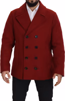 Red Wool Double Breasted Coat Jacket 4