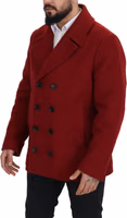 Red Wool Double Breasted Coat Jacket 5