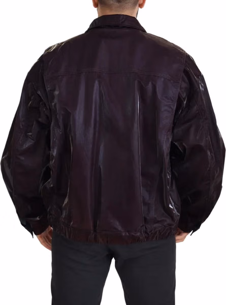 Bordeaux Nylon Collared Men Coat Jacket