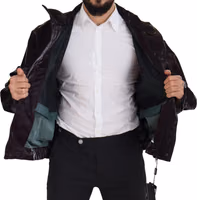Bordeaux Nylon Collared Men Coat Jacket 4