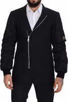 Black Wool Full Zip Long Sleeves Jacket 5