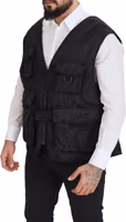 Black Nylon Full Zip Sleeveless Jacket 1