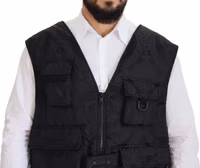 Black Nylon Full Zip Sleeveless Jacket 3